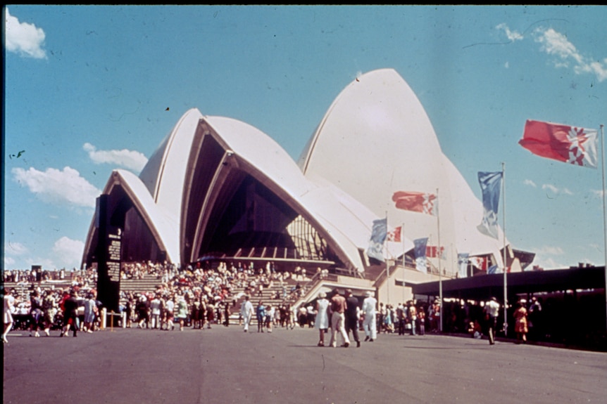 1973 photograph of Sydney Opera House opening ceremony
