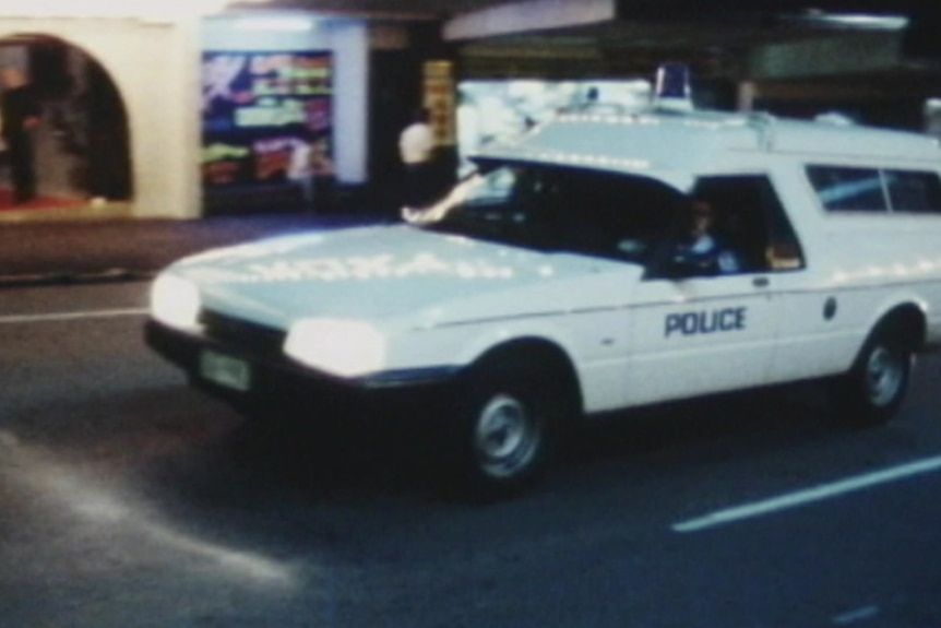 A police car in Queensland in 1987.