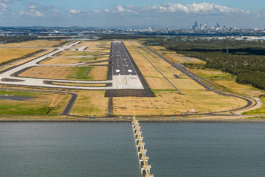 An aerial shot of an airport.