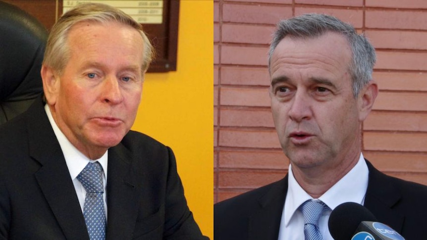 Colin Barnett (l) says he is sorry to see Mr Simpson (r) leave Cabinet.