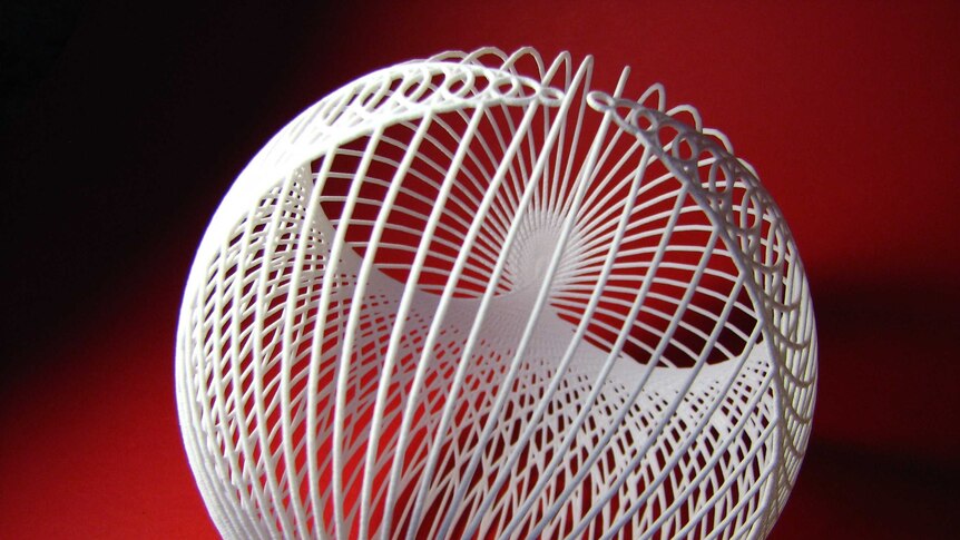 A cardioidal sphere printed on a 3D printer.