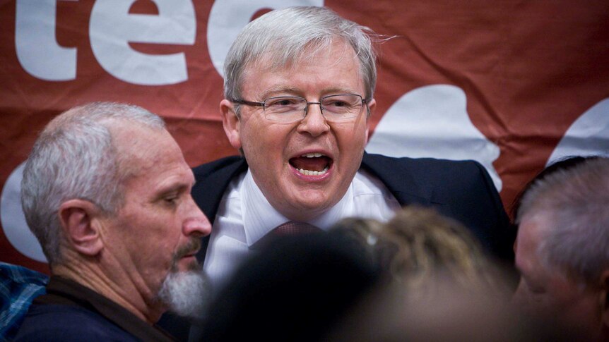 Prime Minister Kevin Rudd visits union meeting in Perth