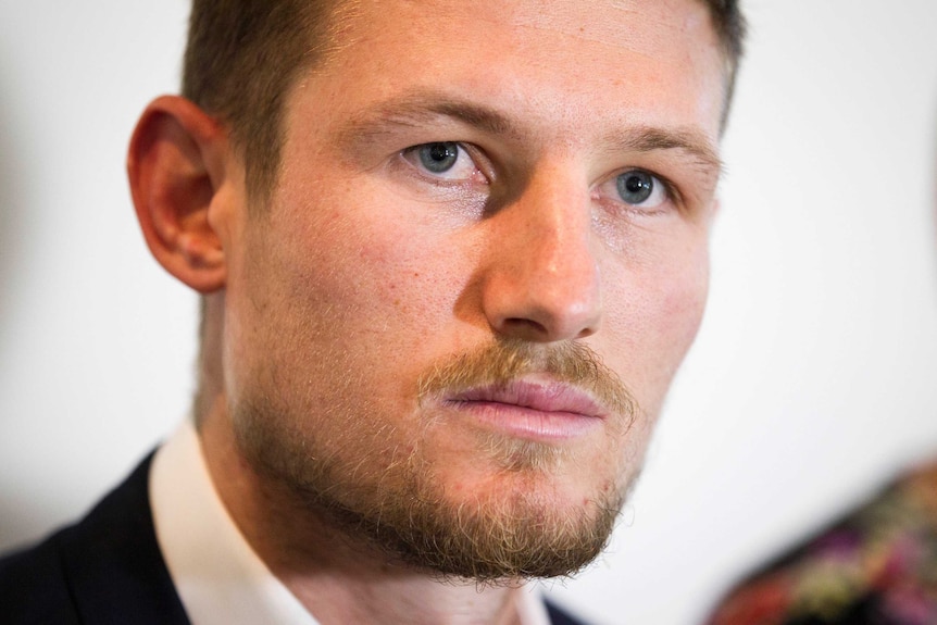 Cameron Bancroft at a press conference