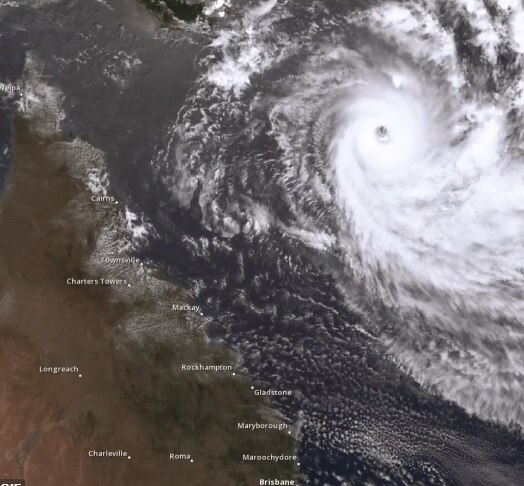 Severe Tropical Cyclone Jasper, a category 4 system, is moving to the south through the northeastern Coral Sea