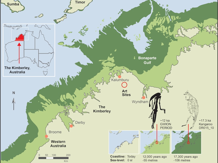 A map showing the northern Western Australian coastline