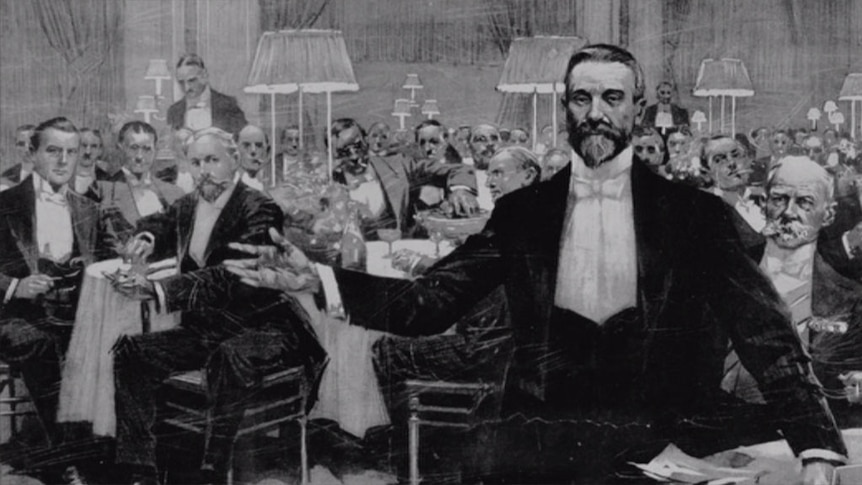 Painting of Alfred Deakin with unknown others