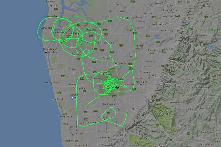 Police helicopter tracked the route the car took across Adelaide