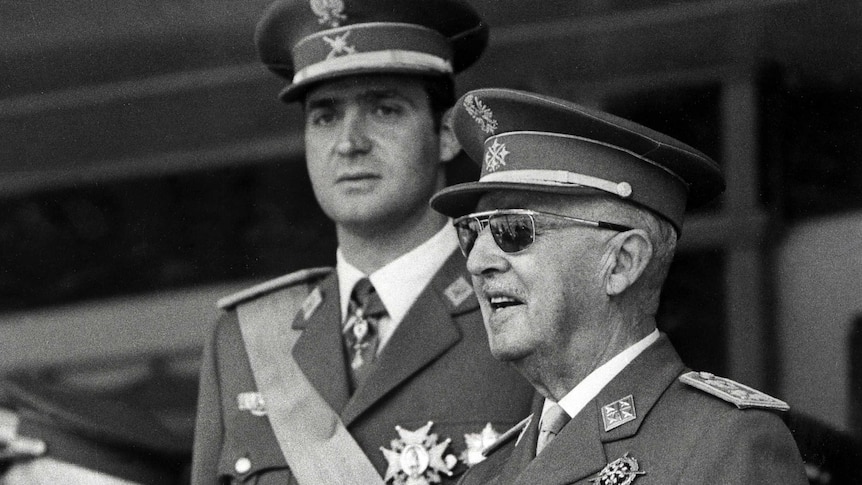 Prince Juan Carlos and Spanish head of state General Francisco Franco