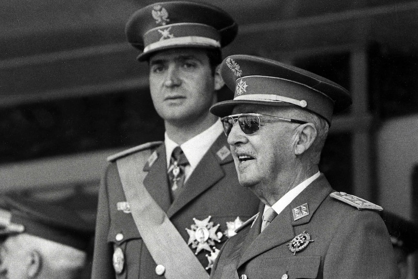 Prince Juan Carlos with dictator Francisco Franco