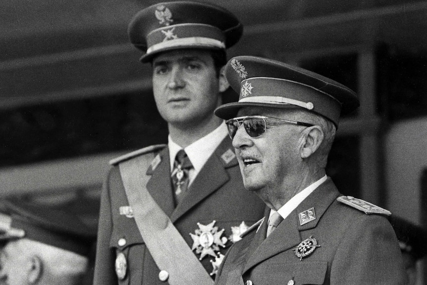 Prince Juan Carlos and Spanish head of state General Francisco Franco