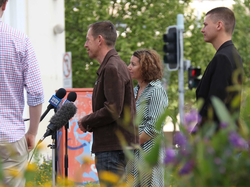 The ACT Greens speak to the media at a press conference.