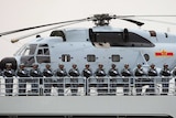 中国海军在一艘战舰上