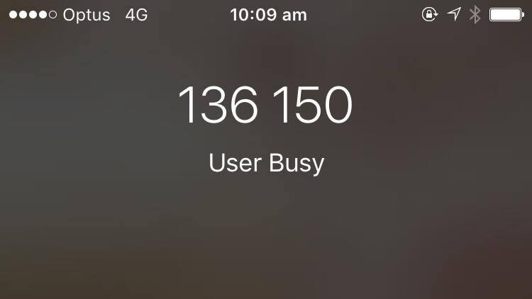 The 'user busy' message displayed when attempting to phone Centrelink's Families line.