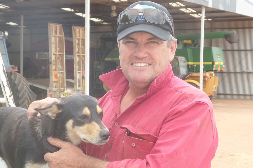 farmer with dog