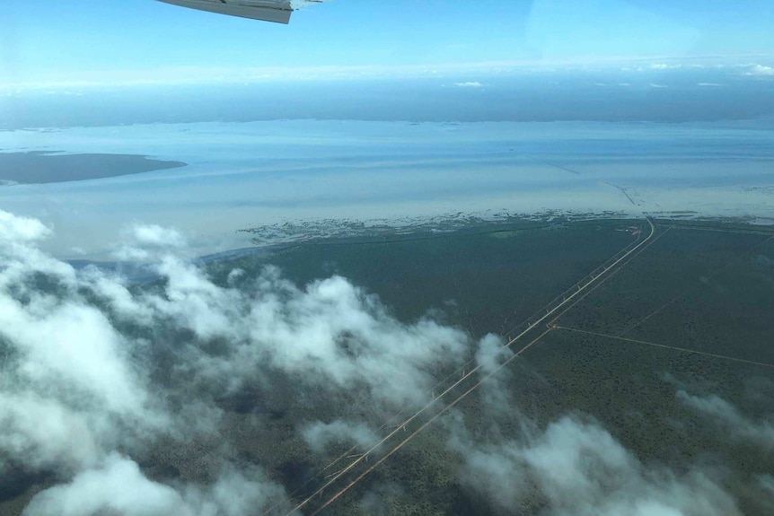 Roebuck plains flooding aerial view