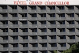 Close-up shots of balconies and sign of Brisbane's Hotel Chancellor in Brisbane.