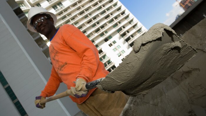 Construction worker with cement