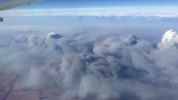 An aerial photo taken by a couple flying Perth to Melbourne of the Esperance bushfires.