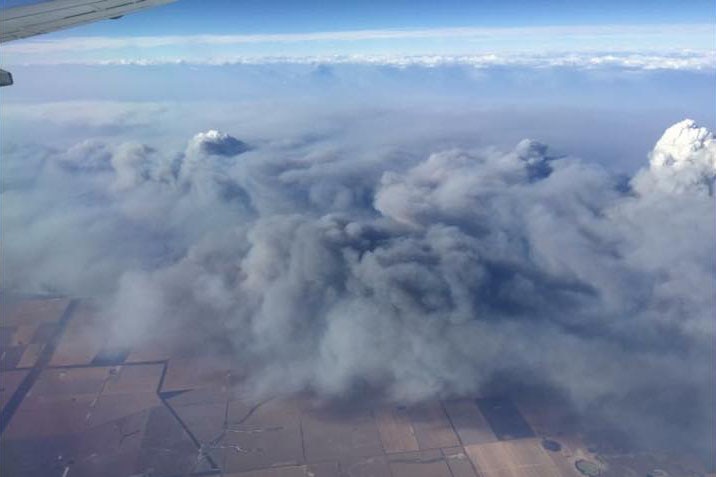 An aerial photo taken by a couple flying Perth to Melbourne of the Esperance bushfires.