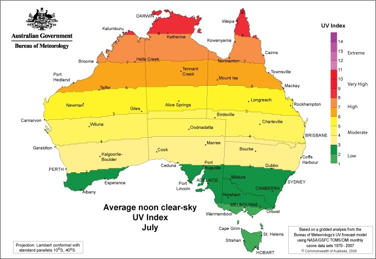 BOM sunburn explainer UV July