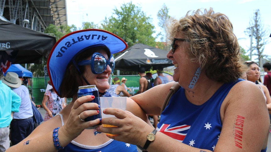 Brisbane friends Kerri Jenkinson and Deb Campbell on Australia Day, 2015.