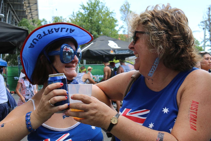 Brisbane friends Kerri Jenkinson and Deb Campbell on Australia Day, 2015.