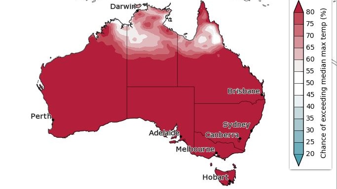 Maximum temperatures are likely to be warmer than normal across most of Australia this winter.