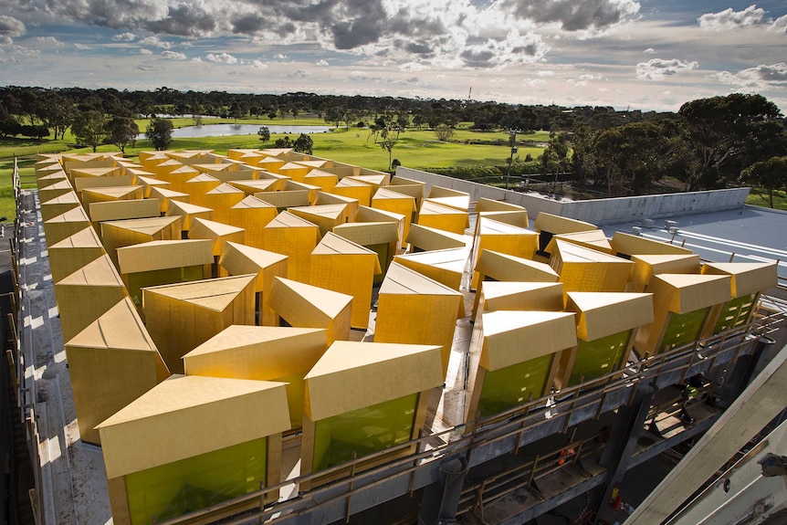 Elevated roof detail on the Australian Islamic Centre in Melbourne