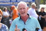 One Nation Queensland party leader Steve Dickson speaks to the media during a meet and greet barbeque in Buderim.