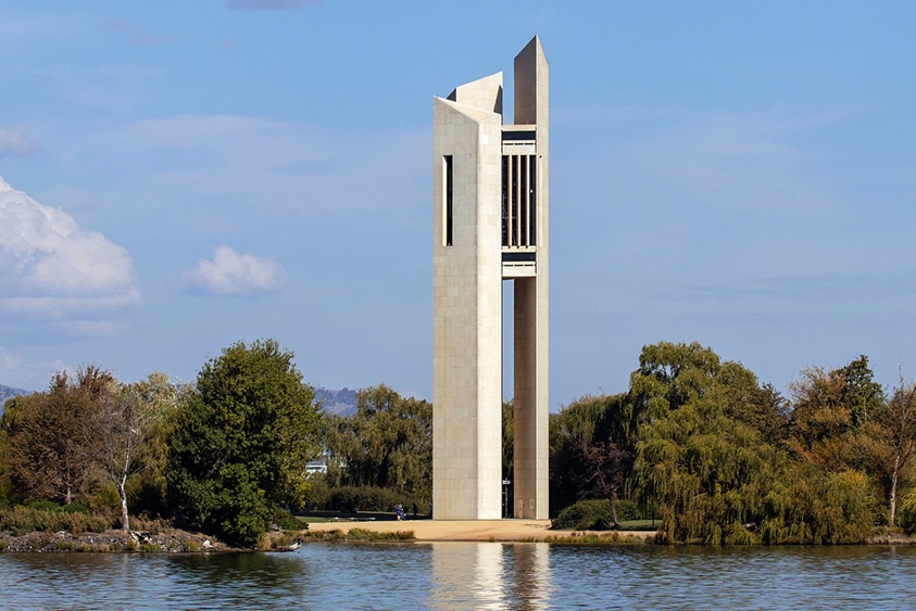 The National Carillon in Canberra Australia, overlooking the shores of Lake Burley Griffin.