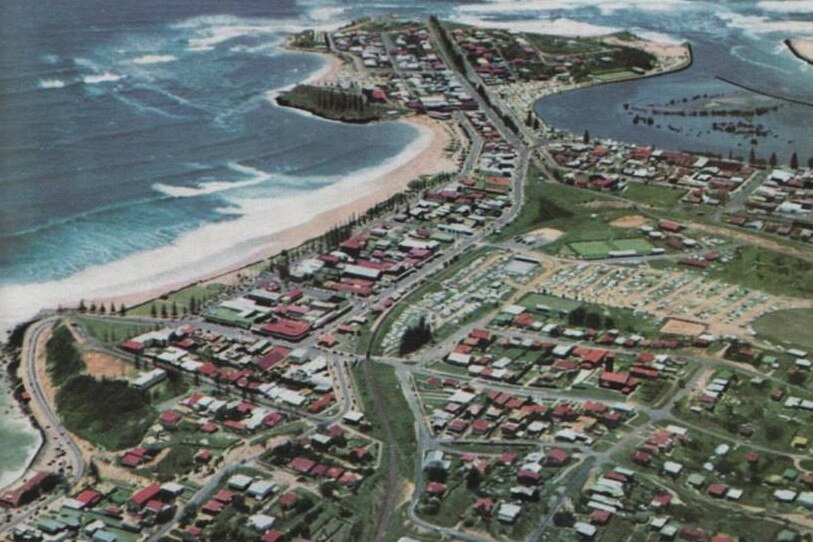 The old South Coast rail line can be seen from above, running through Coolangatta.
