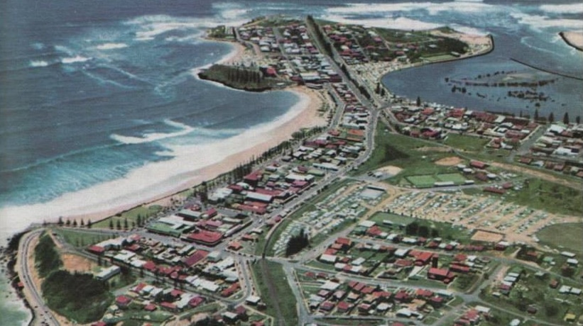 The old South Coast rail line can be seen from above, running through Coolangatta.