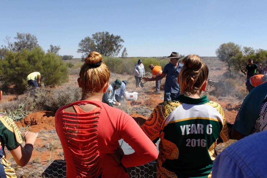 Menindee Central School students at the Kinchega repatriation ceremony.