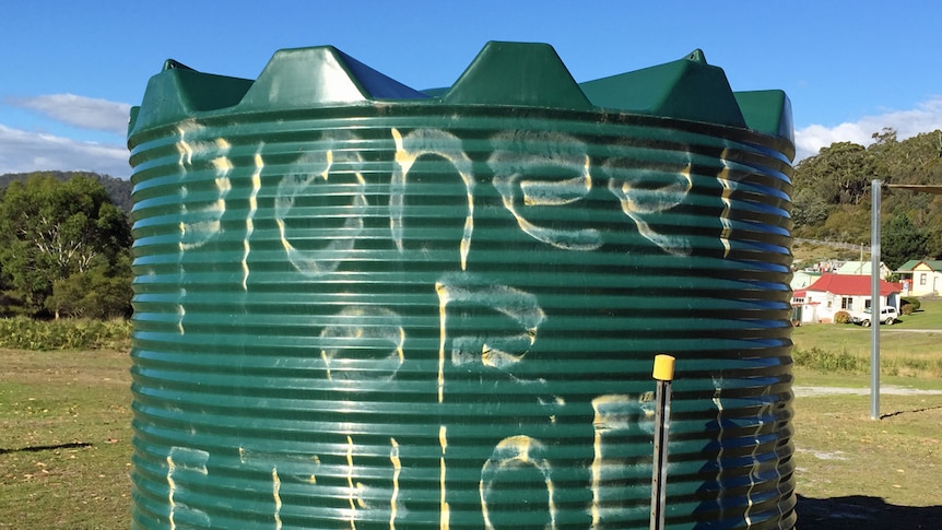 'Pioneer or Ethiopia' graffitied on a water tank