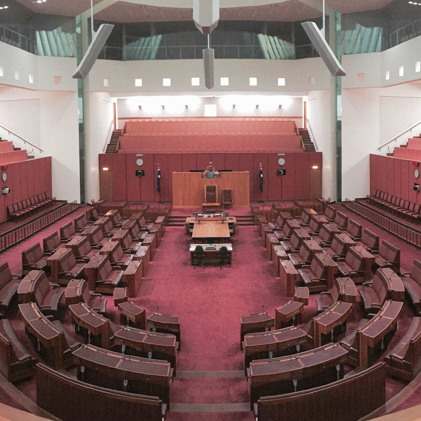 An empty Senate chamber
