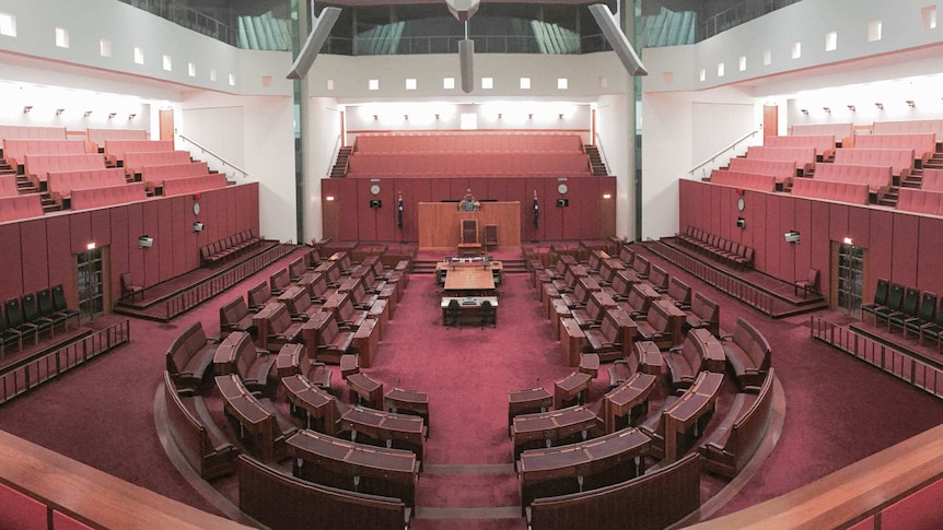 An empty Senate chamber