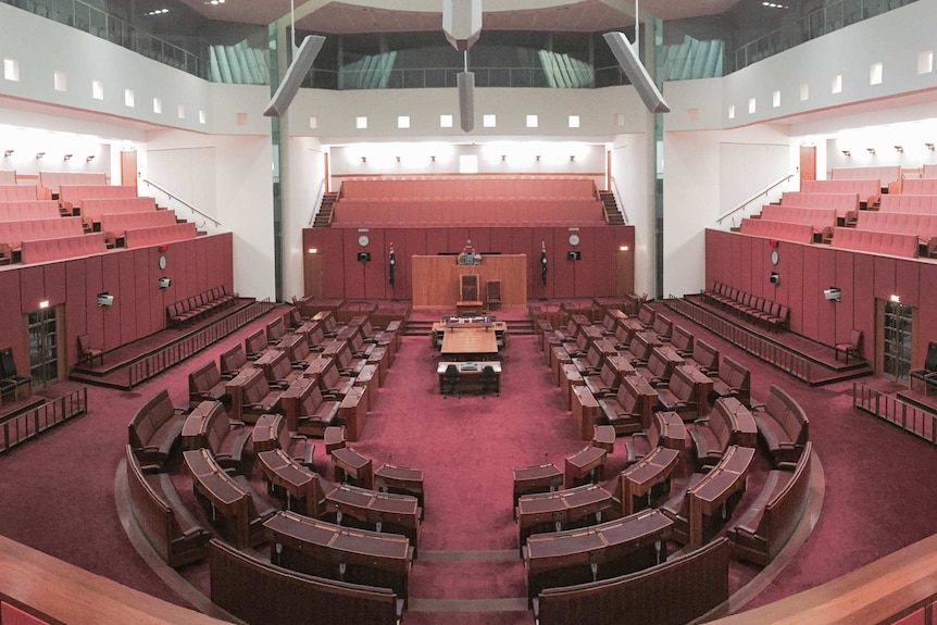 An empty Senate chamber