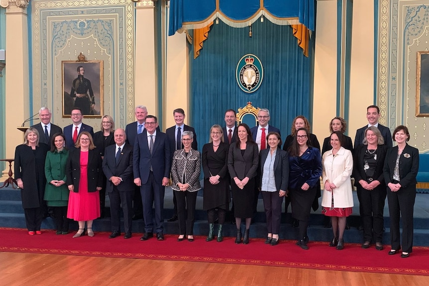 A group photo of all Victorian Labor ministers standing together at Government House.