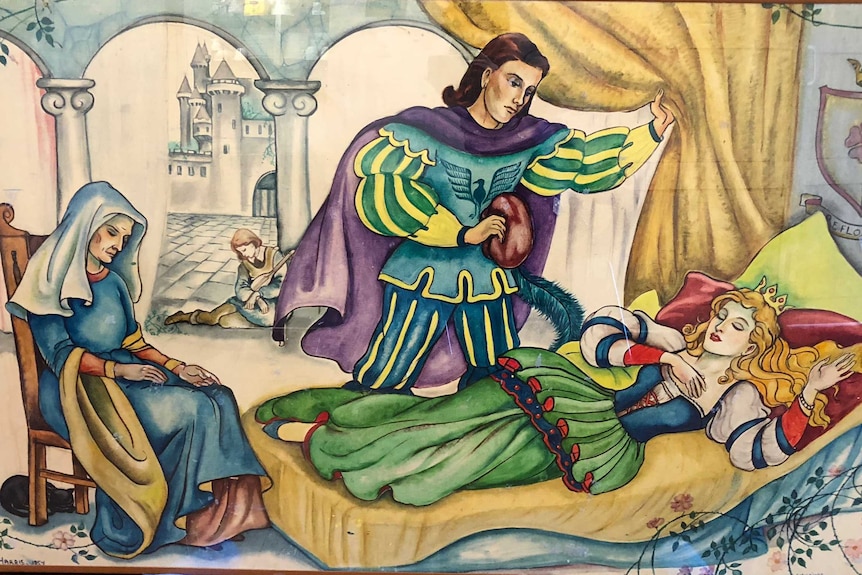 'The Sleeping Princess' painting, another of the Pixie O'Harris paintings discovered in an old hospital storage cupboard.