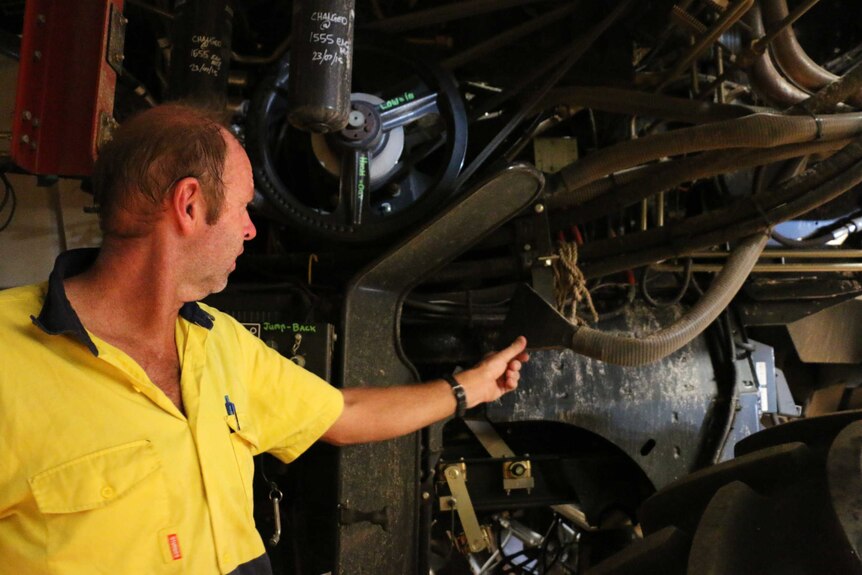 Frank Burchell with his header cooling system