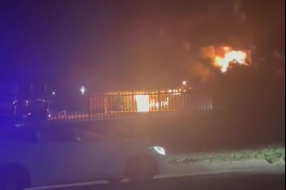 Flames engulfs a school buidling at Walgett