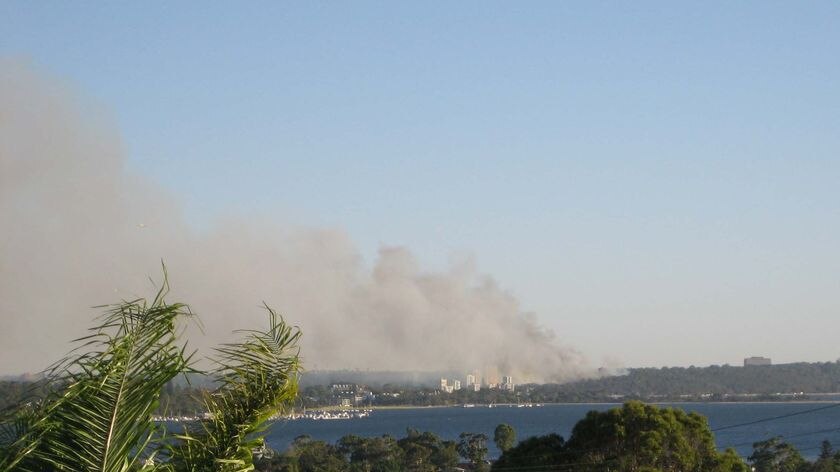 Smoke rises from a fire in King's Park.