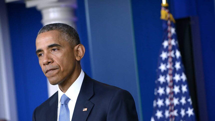 US president Barack Obama speaks during a press conference