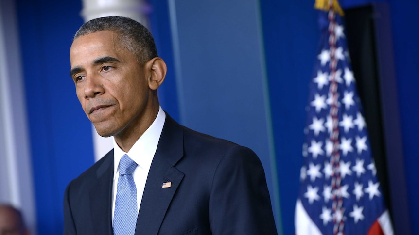 US president Barack Obama speaks during a press conference