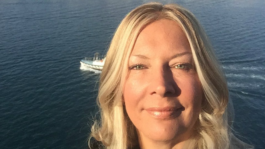 Kay Longstaff takes a selfie while onboard a boat