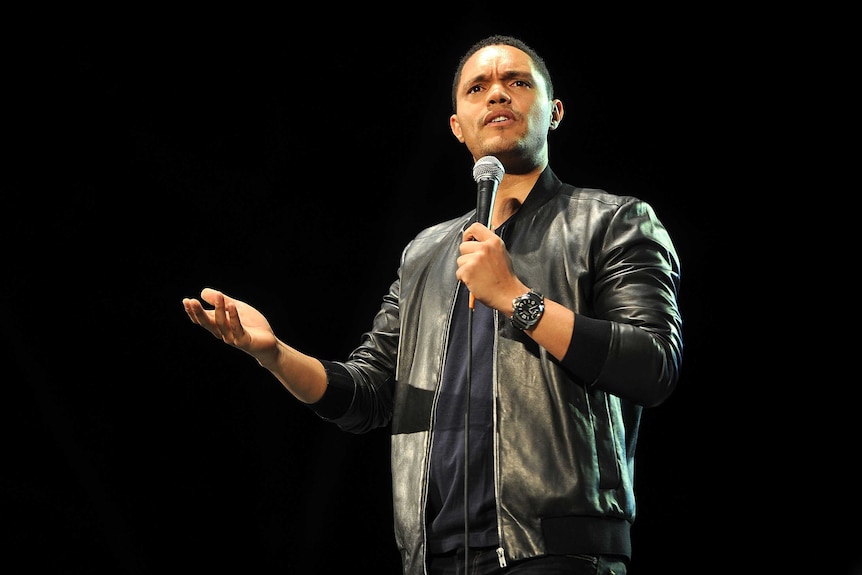 US comedian Trevor Noah on stage.