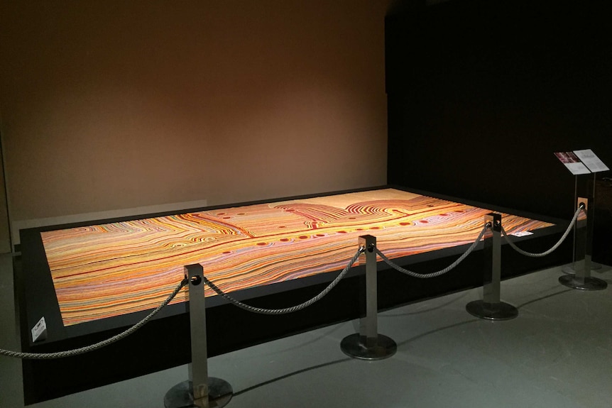 'Martumili Ngurra', 2009, an indigenous artwork being exhibited at the Museum of Ethnology in Osaka, Japan in June 2016.