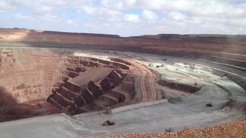 Open cut copper and gold mine