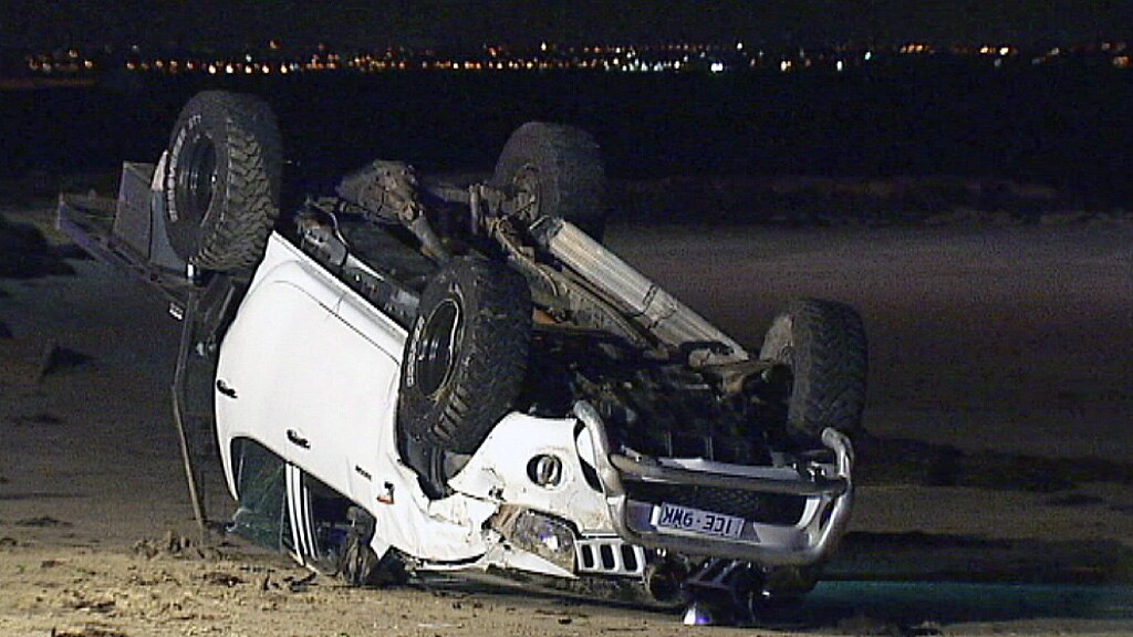 Pedestrians hit by car as it flips onto Melbourne's Altona beach - ABC News