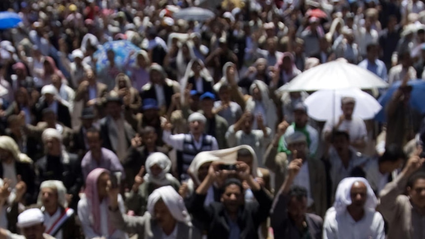 Anti-government Yemenis demonstrate in Sanaa